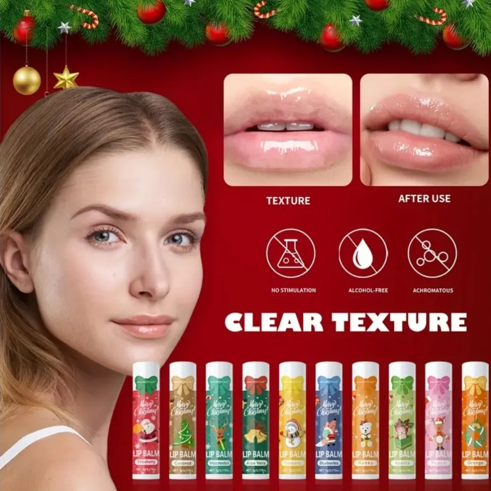 🆕️10 FESTIVE LIP BALM CHRISTMAS GIFT BOXED SET - MULTI~FLAVOR COLLECTION☃️❄️🎅